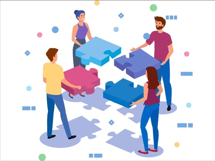 Illustration of a team providing expert support